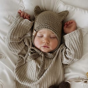 Babylux_Katze_Baumwolle_nut_handgemacht_Mütze für Babies